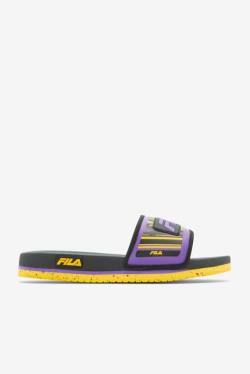 Black / Gold / Purple Men's Fila Lunar Slides | Fila586ZP