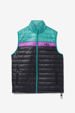 Black / Green / Purple Men's Fila Tri Vest Jackets | Fila945FS