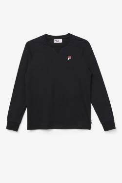 Black Men's Fila Flynn Long Sleeve Tee T Shirts | Fila368TR