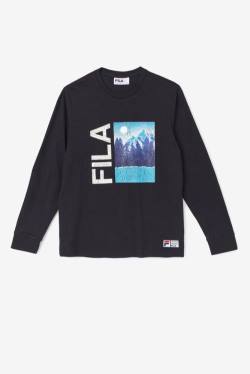 Black Men's Fila Yenisei Long Sleeve Tee T Shirts | Fila917QI