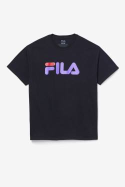 Black / Purple / Red Men's Fila Logo Tee T Shirts | Fila581XD