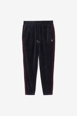 Black / Red / Green Men's Fila Deverall Velour Pants | Fila982KO