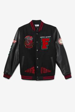 Black / Red / Green Men's Fila Raddix Varsity Jackets | Fila504HZ