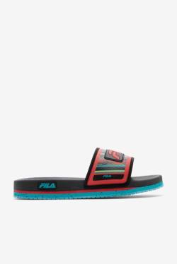 Black / Turquoise / Red Men's Fila Lunar Slides | Fila859FL