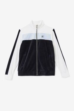 Black / White Men's Fila Brice Velour Jackets | Fila987YM