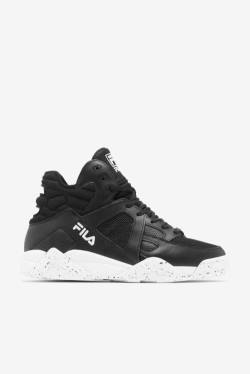 Black / White Men's Fila Cage Mid Basketball Shoes | Fila759NF