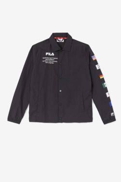 Black / White Men's Fila Caquga Jackets | Fila253TM