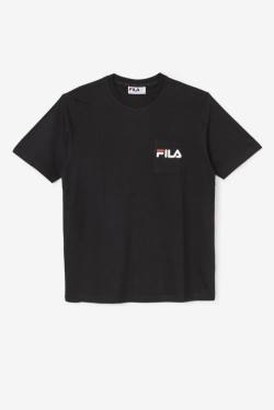 Black / White Men's Fila Curtis Pocket Tee T Shirts | Fila380GQ