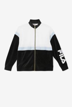 Black / White Men's Fila Mansur Velour Jackets | Fila271EJ