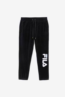 Black / White Men's Fila Mansur Velour Pants | Fila846IE