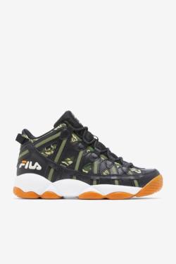 Black / White Men's Fila Stackhouse Spaghetti Camo Sneakers | Fila897HG