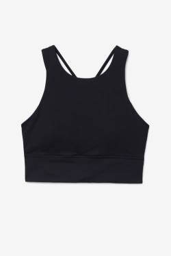 Black Women's Fila Uplift High Neck Sports Bra Sports Tops | Fila947FA