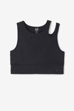 Black Women's Fila Uplift Slice Crop Bra Sports Tops | Fila279WP