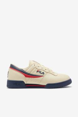 Cream / Navy / Red Men's Fila Original Fitness Sneakers | Fila507GZ