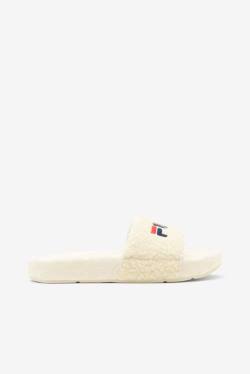 Cream / Navy / Red Women's Fila Fuzzy Drifter Slides | Fila475ZF