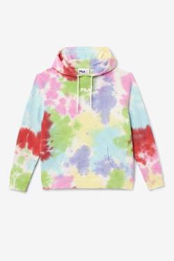 Green / White / Red Women's Fila Aerolynn Tie Dye Hoodie | Fila596CX