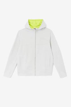 Grey / Light Green Men's Fila Kayra Full Zip Hoodie | Fila051FD