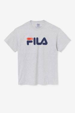 Grey / Navy / Red Men's Fila Logo Tee T Shirts | Fila281UV