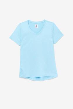 Light Blue Women's Fila Pickleball Silky V-neck T Shirts | Fila153RV