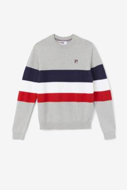 Light Grey / Navy / White Men's Fila Willkie Sweaters | Fila075QI