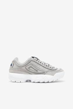 Metal Silver / White Women's Fila Made In Italy Disruptor 2 Sneakers | Fila015YN