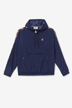 Navy Men's Fila Cameron 1/2 Zip Wind Jackets | Fila813NR