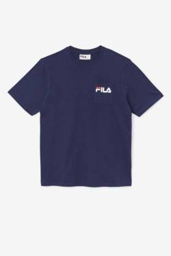 Navy Men's Fila Curtis Pocket Tee T Shirts | Fila517FE