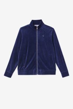 Navy Men's Fila Deverall Velour Jackets | Fila249HI