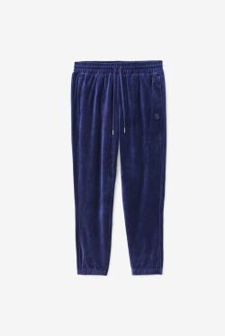 Navy Men's Fila Deverall Velour Pants | Fila126XJ