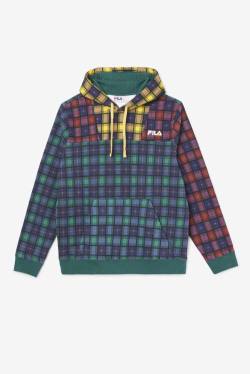 Navy Men's Fila Dorm Plaid Hoodie | Fila087BY