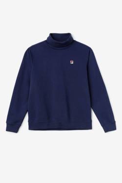 Navy Men's Fila Noah Fleece Turtleneck Sweatshirts | Fila589TI