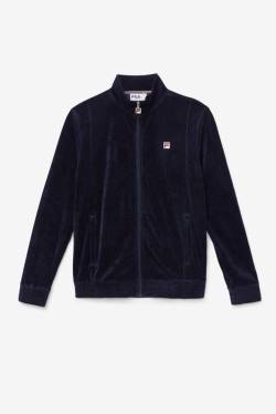 Navy Men's Fila O-fit Velour Jackets | Fila573WF