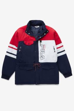 Navy / Red / White Men's Fila Golia Parka Jackets | Fila401TL