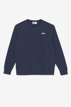 Navy / White Men's Fila Garran Crew Sweatshirts | Fila938DP