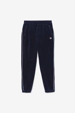 Navy / White Men's Fila Lewis Velour Pants | Fila037ZN