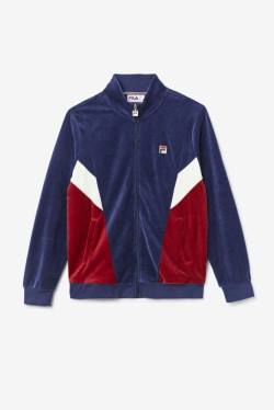 Navy / White Men's Fila Marten Velour Jackets | Fila193AB