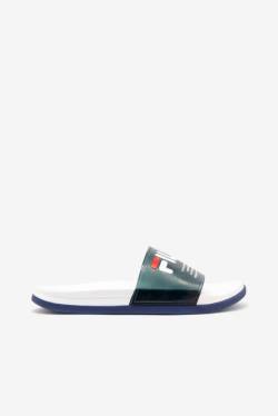 Navy / White / Navy Women's Fila Drifter Luxe Clear Slides | Fila690MV