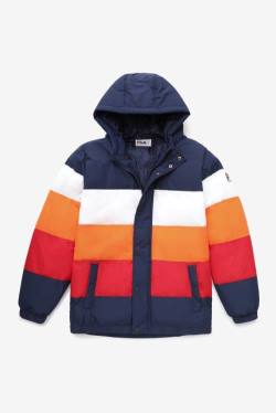 Navy / White / Orange / Red Men's Fila Giovanni Puffa Jackets | Fila950QL