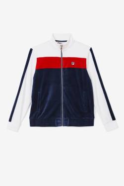 Navy / White / Red Men's Fila Brice Velour Jackets | Fila653VS