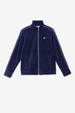 Navy / White / Red Men's Fila Deverall Velour Jackets | Fila896OK