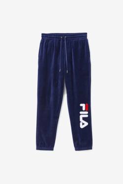 Navy / White / Red Men's Fila Mansur Velour Pants | Fila059BT