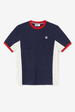 Navy / White / Red Men's Fila Warner Tee T Shirts | Fila391BH