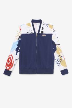 Navy / White / Red Men's Fila X The Museum Printed Track Jackets | Fila251XH