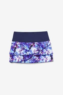 Navy Women's Fila Pickleball Tiered Printed Skort Skirts | Fila946PN