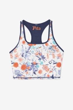 Navy Women's Fila Zuri Reversible Crop Tank Sports Tops | Fila719JP