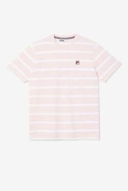 Pink / White Men's Fila Deny Crew T Shirts | Fila195AF