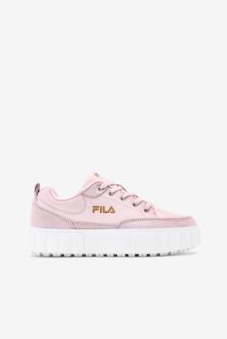 Pink / White / Metal Gold Women's Fila Sandblast Low Sneakers | Fila487FS