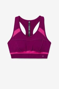 Purple / Light Pink Women's Fila Uplift Racerback Sports Bra Sports Tops | Fila908QX