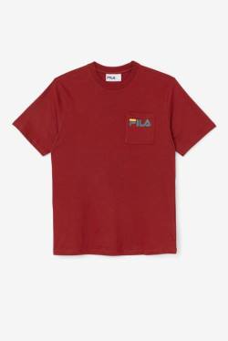 Red Men's Fila Curtis Pocket Tee T Shirts | Fila564XZ