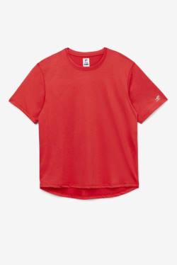 Red Men's Fila Pickleball Scallop Hem Crew T Shirts | Fila764IW